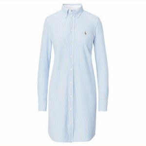 Ralph Lauren Striped Cotton Oxford Shirt Dress ~ Size Medium ~ Blue/White ~ NEW!